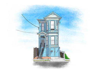 Oakland Victorian #1 cameron clark doodle drawing homes houses illustration oakland photohsop sketch victorian