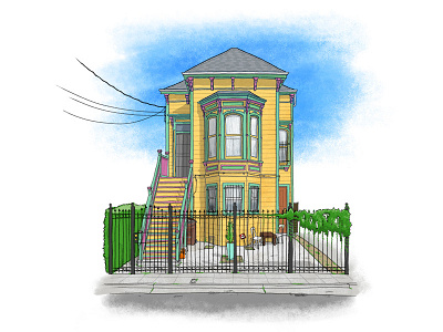 Oakland Victorian #2 cameron clark doodle drawing homes houses illustration oakland photohsop sketch victorian