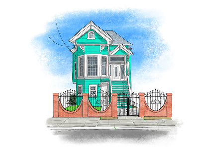 Oakland Victorian #4 cameron clark doodle drawing homes houses illustration oakland photohsop sketch victorian