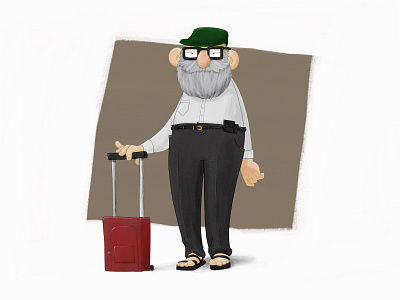 Old Dude apple pencil beard character design doodle drawing illustration ipad pro old man procreate rolly suitcase