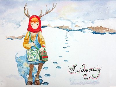 Find you ~ beer children illustration love snow watercolour