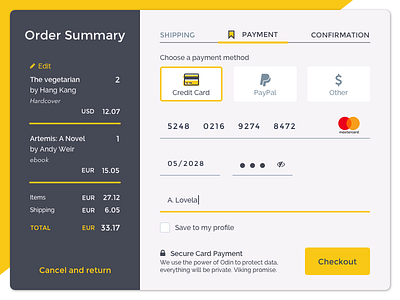 Daily UI 002/100 - Credit Card Checkout