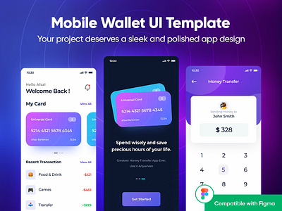 Mobile Wallet UI Template app creative creative design design minimalist modern ui ui kit ux