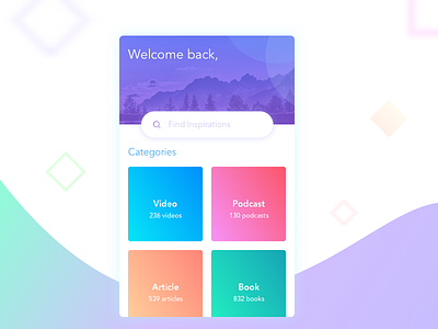 Find Inspirations gradients inspirations search user interface