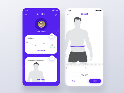 Fitness App - Updating body measurements Interaction branding clean design illustration interaction minimal mobile mobile ui ui ux