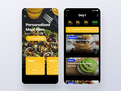 Fitness Trainer App - Personalised Meal Plans fitness fitness app food interaction landing meal meal planner meal prep mealplan mobile app mobile apps mobile ui trainer app ui ux wellness
