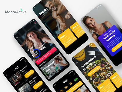 MactoActive Fitness Trainers App figma fit fitness fitnessapp fittrainers food interaction landing meal meal planner mobile mobile app mobile ui typography ui ux webdesign workout