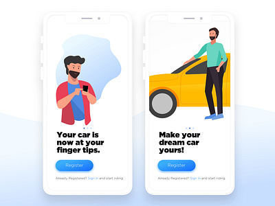 Welcome Screens for Mobile App branding illustration interaction minimal mobile ui ux vector