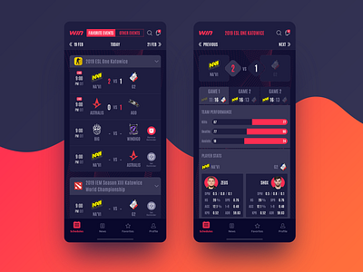 Esports Mobile App UI app cybersports esports fixtures match mobile news schedule sports team timetable ui ux