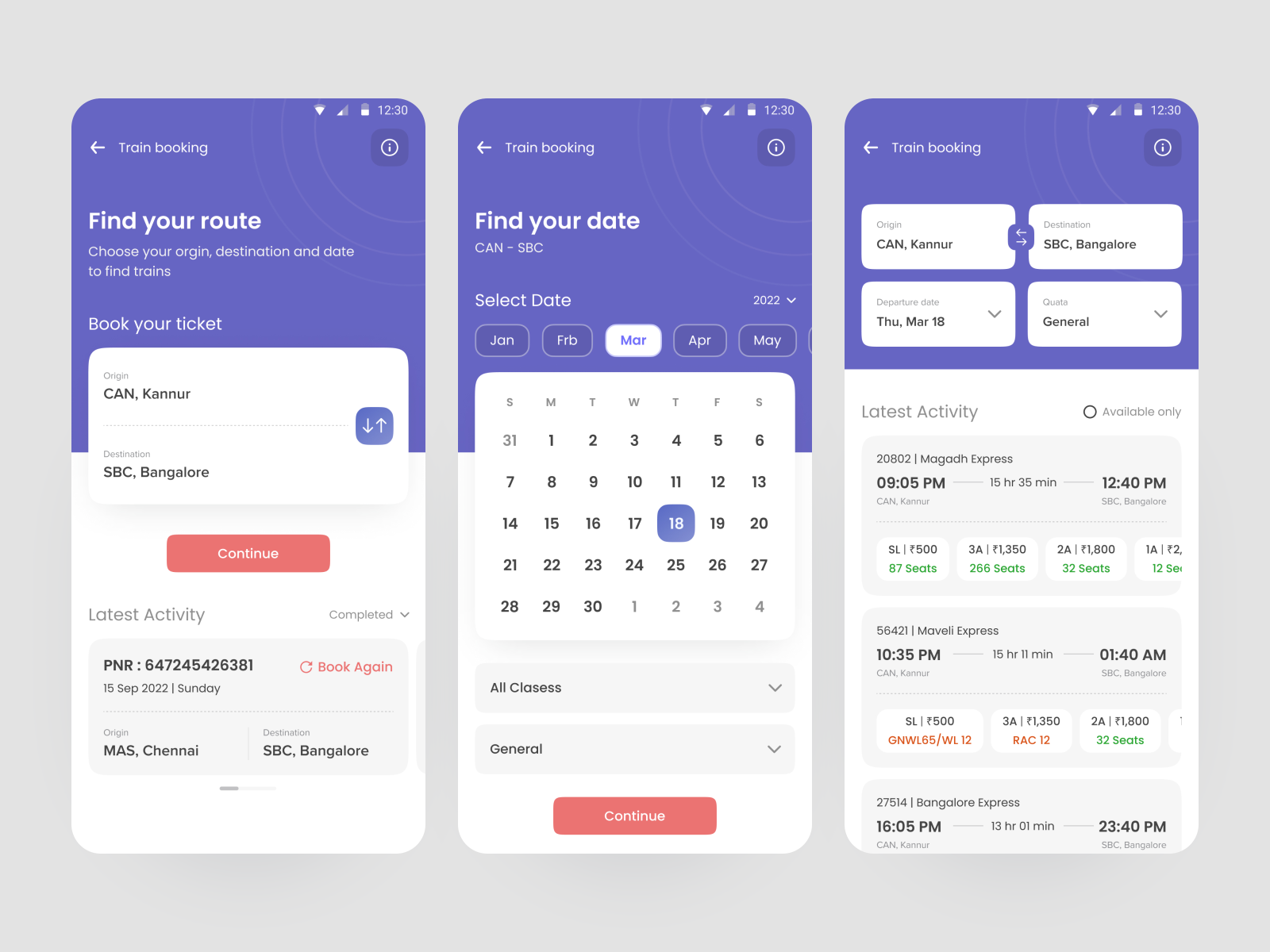 Ticket Booking App by Arjun Unni on Dribbble