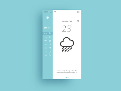 Weather App app bangalore blue clean crative mobile new rian ui ux weather