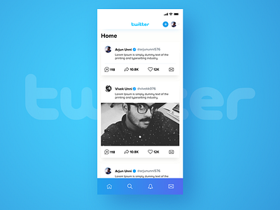 Twitter redesign blue cool gradient ios iphonex new twitter ui ux