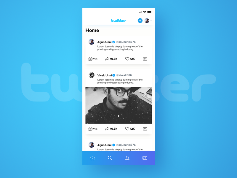 Twitter redesign gradient cool new ios ux ui iphonex twitter blue