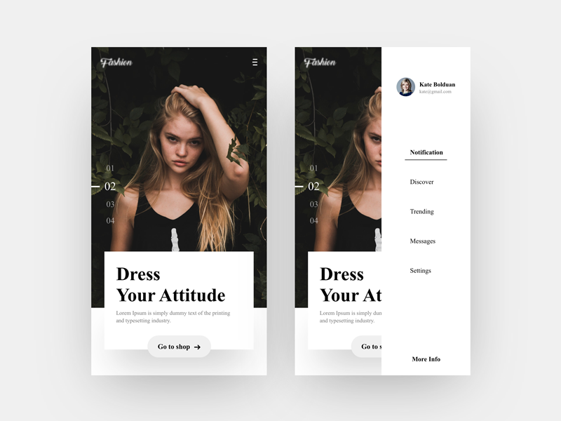 Fashion - Mobile Screen iphone mobile cart shoping dribbble new creative ux ui landingpage dress fashion