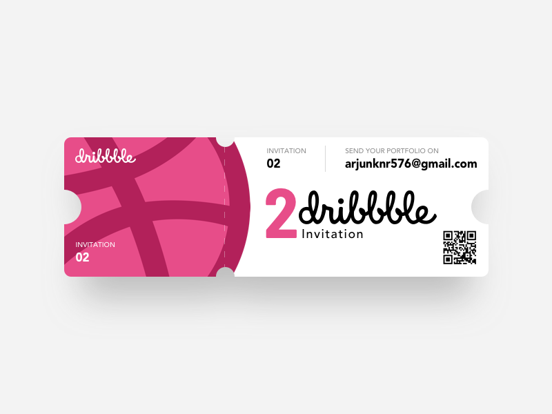 2 Dribbble Invitation invitation card dribbble color qrcode template two card ticket