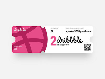 2 Dribbble Invitation card color dribbble invitation card qrcode template ticket two