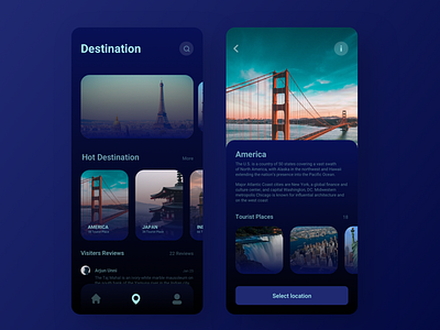 Travell App america animation app app design clean ui cool intraction iphone x mobile tourist travell trending ui ux