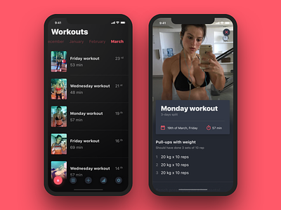 Gym training app app fitness gym interface ios iphone list segmented control tab bar ui ux workout