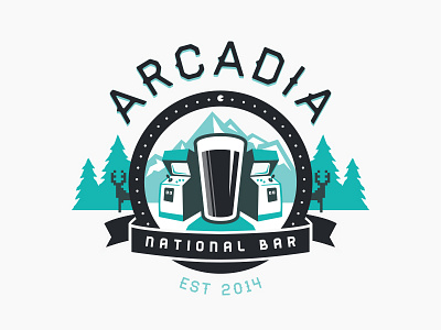 Arcadia National Bar bar bar arcade beer first shot logo maine nature thanks! vector