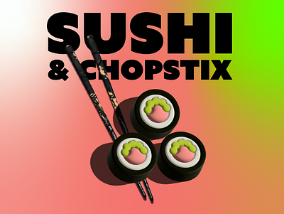 Sushi & Chopstix 🍣🥢 3d adobeillustrator graphic design quick design sushi typography vector illustration