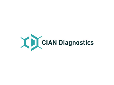 CIAN Diagnostics v1 c cyan d diagnostics experiment icon lab logo molecules monogram science