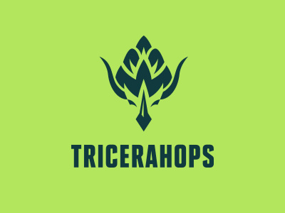Tricerahops beer dinosaur green hops horns icon logo triceratops