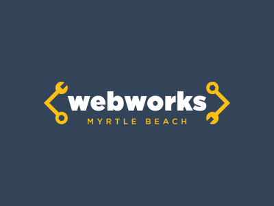 WebW 1 brackets code design logo navy web wrench yellow