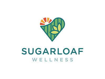 Sugarloaf cannabis dispensary heart icon logo marijuana medical medicine mountain natural plant sun