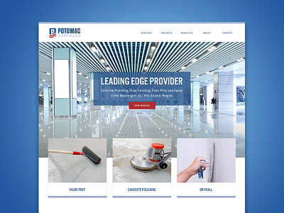 Potomac Surfaces Website blue concrete design flag floors polishing stripes surface web website