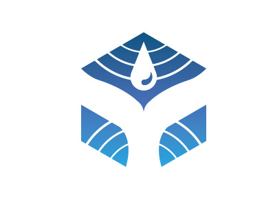 Innovative Aquatic badge blue drop hexagon logo ripples water whale