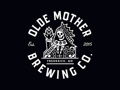 Olde Mother Brewing Co. badge beer brewing card circle craft crown hop logo mother olde queen suits