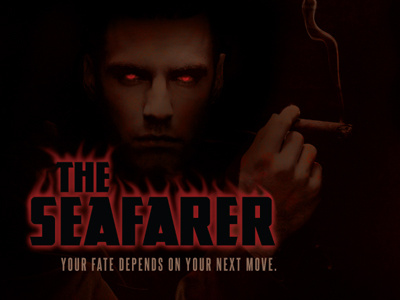 The Seafarer Postcard black cards devil horror photoshop play poker postcard red retouching scary scena seafarer smoke theater typography