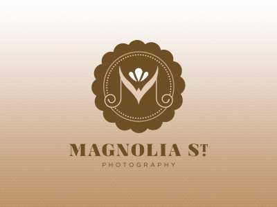 Magnolia Street Photography badge brown flower illustrator logo m magnolia photography street tan typography