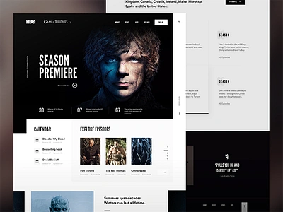 HBO - Game Of Thrones app article blog clean flat minimal type ui web