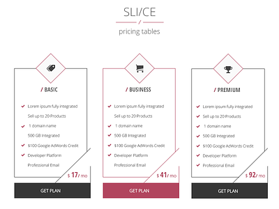 Pricing table design flat icon line plan price pricing tables