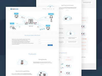 CipherLocker cipher cloud design landing locker page security ui ux web