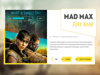Movie Card Mad Max card imdb info mad max movie sci fi trailer ui webdesign widget