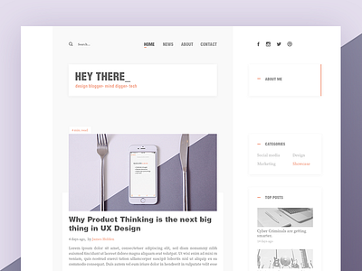 Blog Template blog design flat layout menu minimal sidebar simple ui ux web