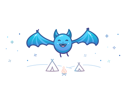 Bat mascot bat camp gradient illustration night stars
