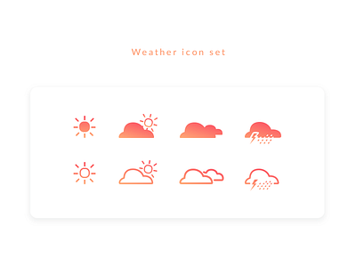 Weather Set cloud fill gradient icon icons line rain set sun thunder weather