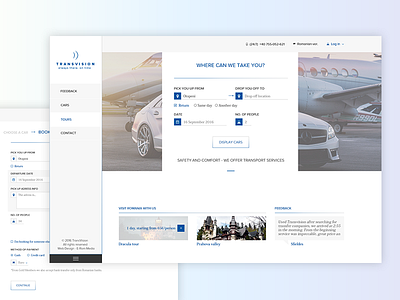 Transvision homepage car design homepage layout transport ui ux website