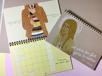 we were too far gone to notice: calendar calendar illustration kickstarter ladies white ink