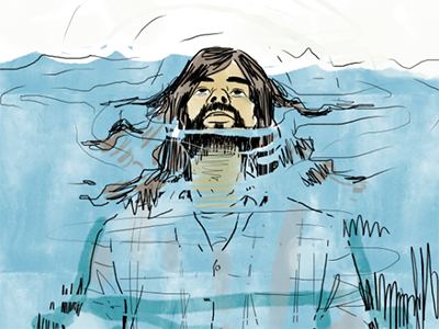 head above arro comic drown illustration water watercolor