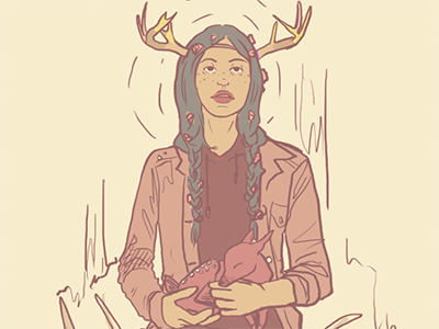 we needed to listen/we needed to wait antlers illustration pink and yellow