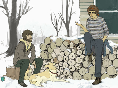 Backyard Conversations dog illustration snow winter