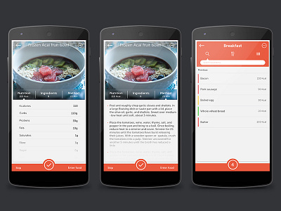 Diet/Recipe screens androidapp appui fitnessapp food foodapp foodsearch mobile recipe recipeapp ui userinterface ux