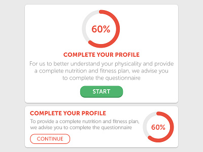 Complete You Profile appui card cardstyle completeyouprofile fitnessapp fitnesstest profilecompleteness ui uielement userinterface ux