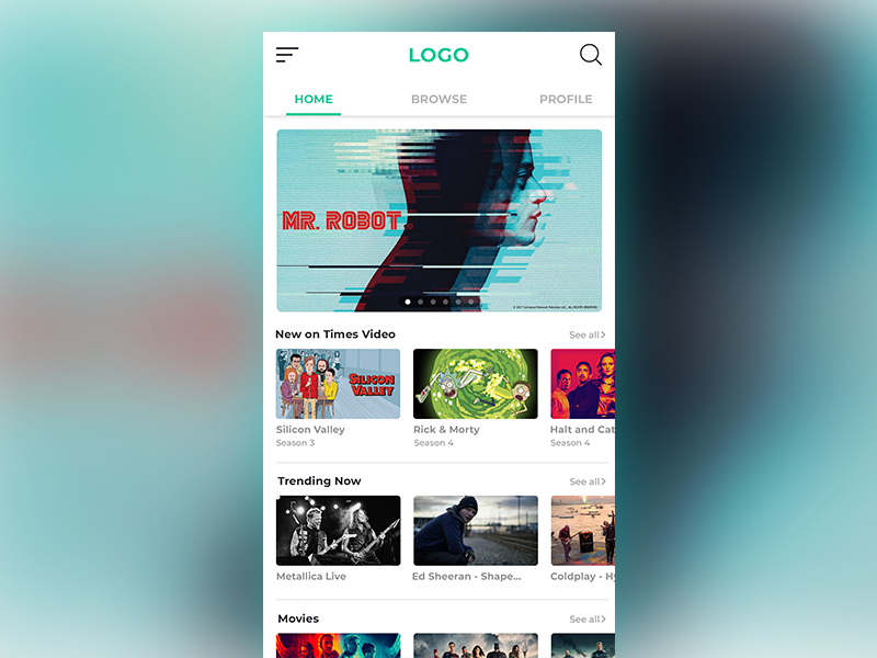 Video App Light Theme videoapp userinterface appui netflix neon light video streaming
