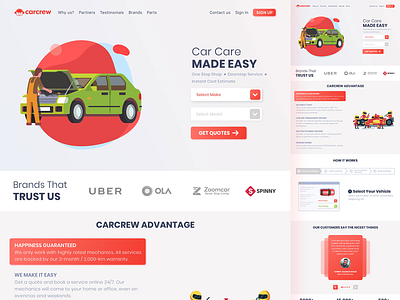 Carcrew - Concept Redesign car care car repair dailyui homescreen landing page ui userinterface ux webdesign website
