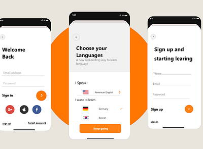 Learing language app app design illustration ui ux